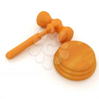 Wooden gavel isolated on white background