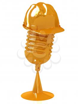 New 3d concept of technology education with microphone and hard hat