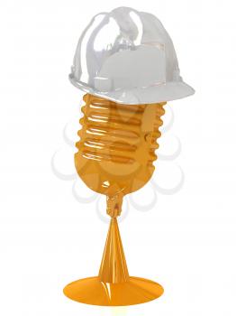 New 3d concept of technology education with microphone and hard hat