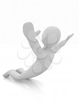 3d man isolated on white. Series: morning exercises - flexibility exercises and stretching