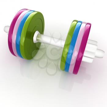 Colorful dumbbells on a white background