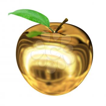 Gold apple isolated on white background. Series: Golden apple under different environments