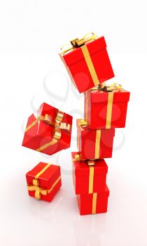 Bright christmas gifts on a white background 