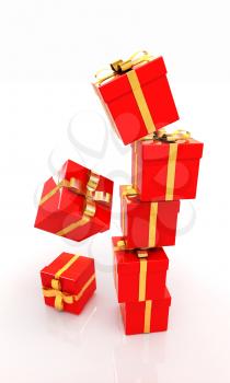 Bright christmas gifts on a white background 