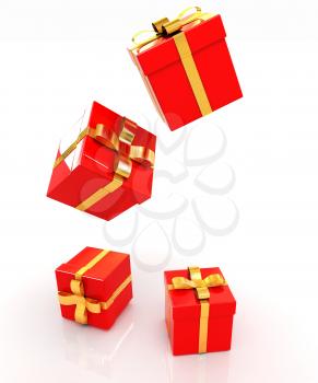 Bright christmas gifts on a white background 