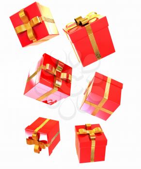 Bright christmas gifts on a white background 