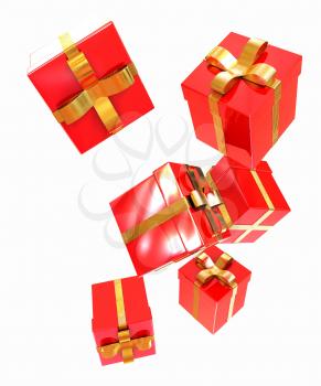 Bright christmas gifts on a white background 