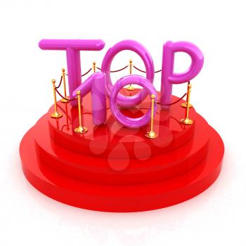Top ten icon on white background. 3d rendered image 