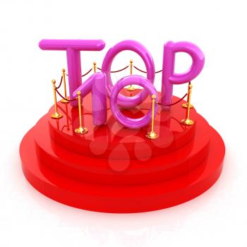 Top ten icon on white background. 3d rendered image 