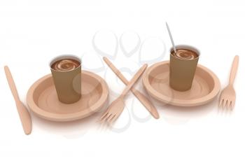 Coffe in fast-food disposable tableware