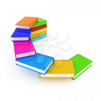 colorful real books on a white background