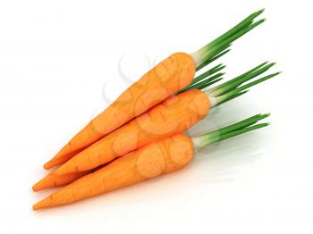 Heap of carrots on a white background