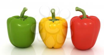 Bell peppers (bulgarian pepper) on a white background