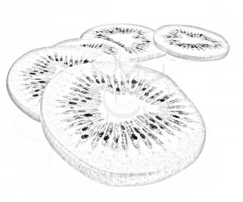 slices of kiwi on a white background