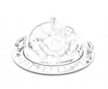 Chrome restaurant cloche on a white background