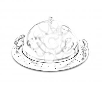 Restaurant cloche with lid on a white background