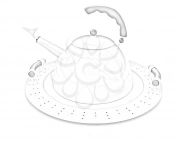 Teapot on a platter on a white background