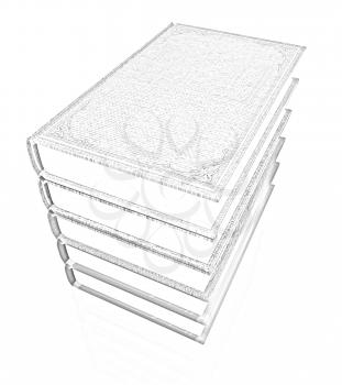 The stack of books on a white background