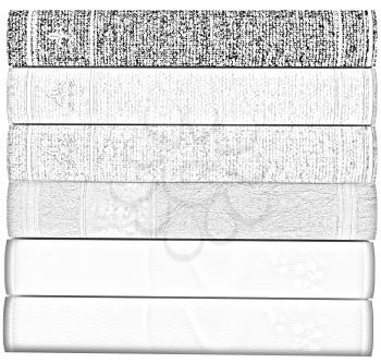 The stack of books on a white background