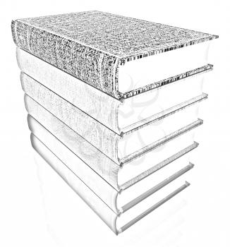 The stack of books on a white background