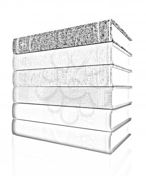 The stack of books on a white background