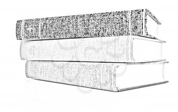 The stack of books on a white background