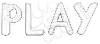 3d text PLAY on a white background
