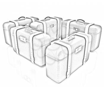 Brown traveler's suitcases on a white background