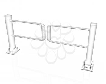 Three-dimensional image of the turnstile on a white background