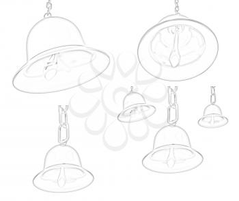 Gold bell set on a white background
