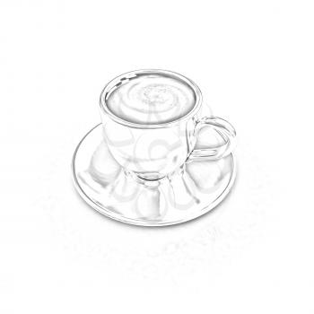 Coffee cup on saucer on a white background