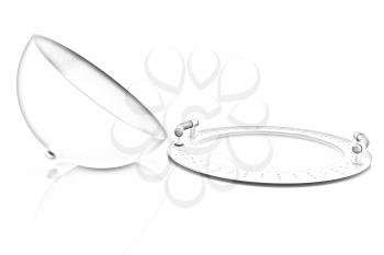 restaurant cloche with open lid 