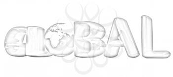 3d text Global with globe on a white background