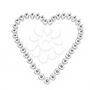 Bulgarian Pepper Heart Shape, On White Background