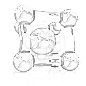 Abstract molecule model of the Earth on a white