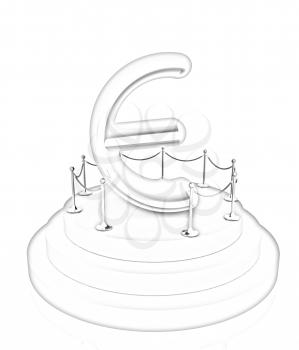 Euro sign on podium. 3D icon on white background 