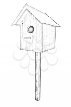 Nest box birdhouse on a white background