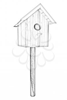 Nest box birdhouse on a white background