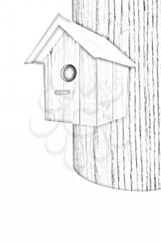 Nest box birdhouse on a white background