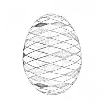 Easter Egg with colored strokes Isolated on white background. 3d