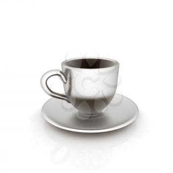 Cup on a saucer on white background