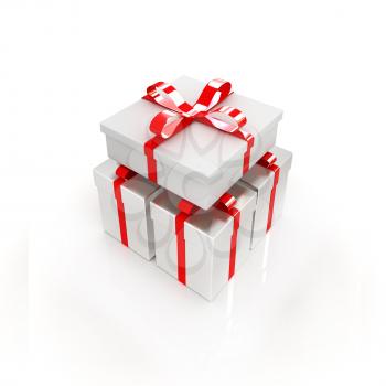 Gifts with ribbon on a white background