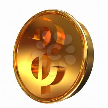 Gold coin with dollar sign