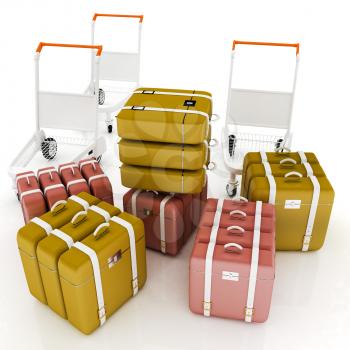 Trolley for luggage at the airport and luggage