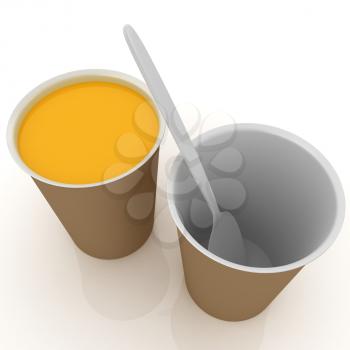 Orange juice in a fast food dishes