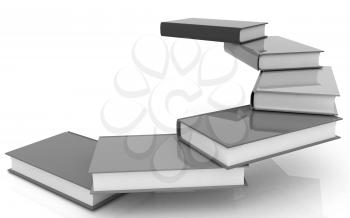 colorful real books on a white background