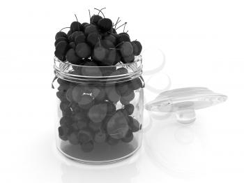 Bank of fresh cherries on a white background 