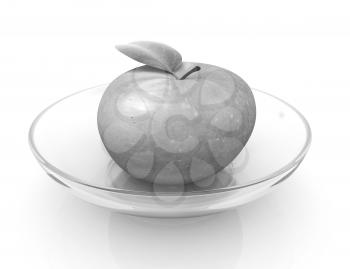 apple on a plate on a white background