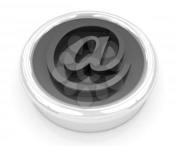 3d button email Internet push  on a white background