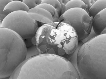 Apple earth and apples on a white background